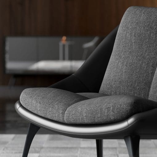 Columbus Lounge Chair in Leather and Fabric Details