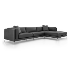 Reade Right Facing Sectional in Graphite Leather Angle