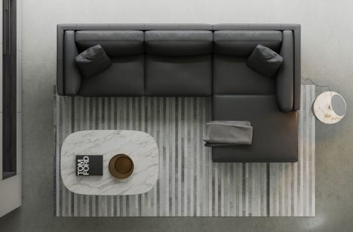 Reade Sectional in Graphite Leather Liveshot