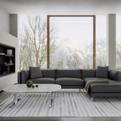 Reade Sectional in Graphite Leather Liveshot