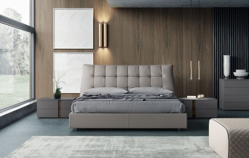 Renwick Bed in Castle Grey Eco Leather Liveshot