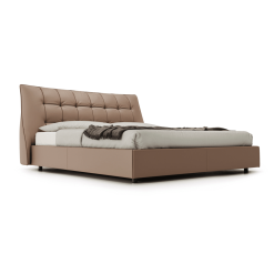 Renwick Bed in Warmed Cognac Eco Leather Angle