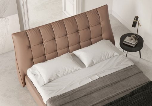 Renwick Bed in Warmed Cognac Eco Leather Details