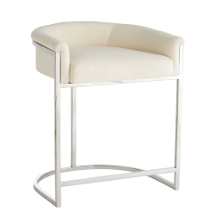 Carillo Counter Stool in Muslin and Polished Nickel