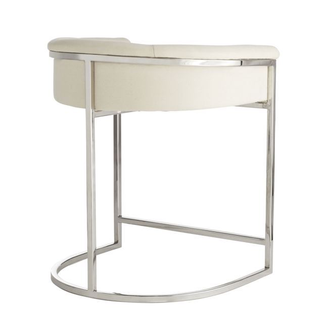 Carillo Counter Stool in Muslin and Polished Nickel Back