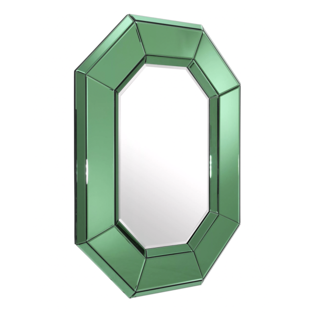 Fabricia Wall Mirror in Green Glass Side