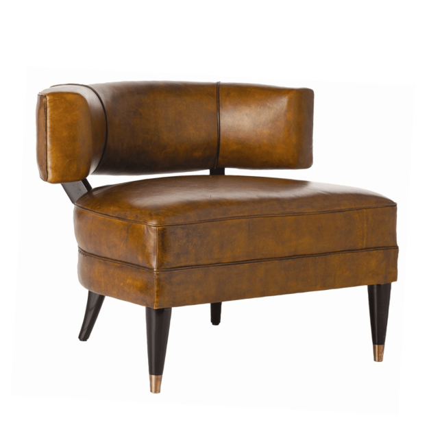 Leon Accent Chair in Mottled Brown Leather