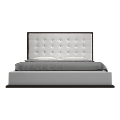 Ludlow Bed in White Eco Leather and Wenge Front