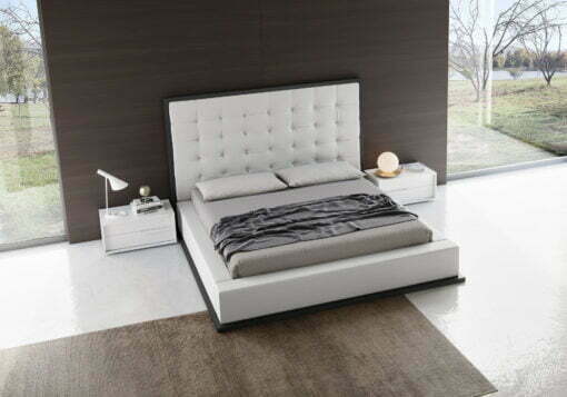 Ludlow Bed in White Eco Leather and Wenge Liveshot