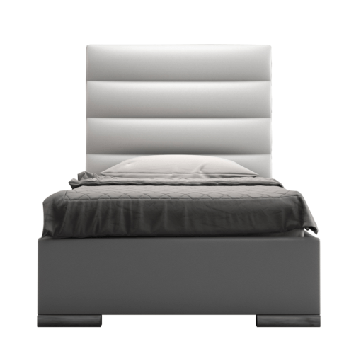 Prince Bed in White Eco Leather Twin Size Front