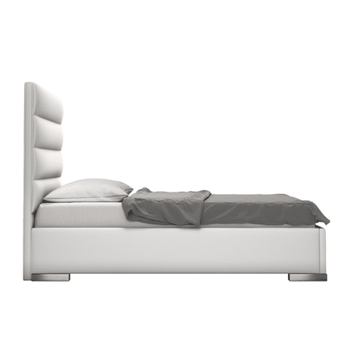 Prince Bed in White Eco Leather Twin Size Side