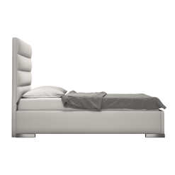 Prince Twin Size Bed in Pearl Grey Eco Leather Side