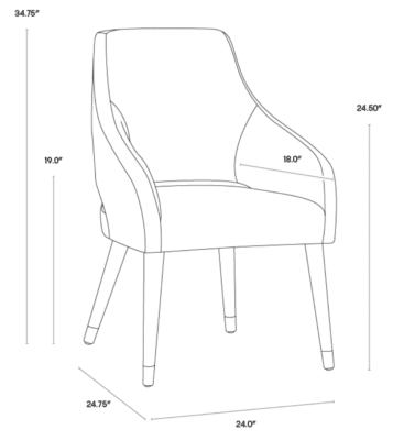 Adelaide Dining Arm Chair Modern, Dining Arm Chair Dimensions