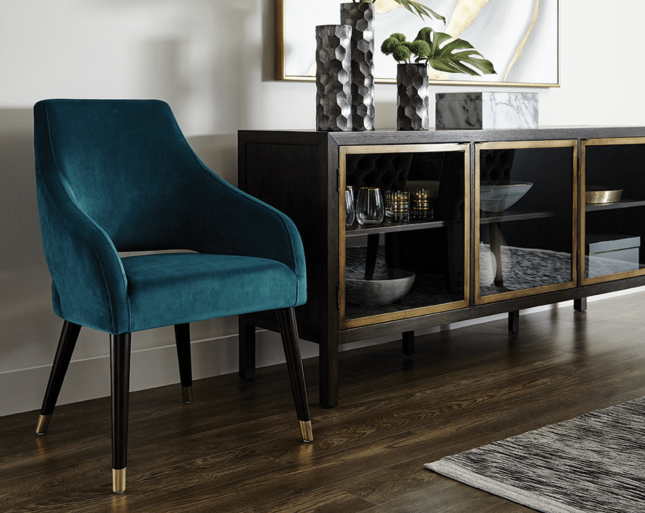 Adelaide Dining Armchair in Timeless Teal Liveshot Living Room