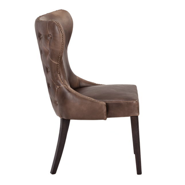 Ariana Dining Chair in Havana Dark Brown Leatherette Side