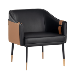 Carter Lounge Chair in Napa Black and Napa Cognac