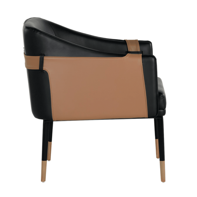 Carter Lounge Chair in Napa Black and Napa Cognac Side