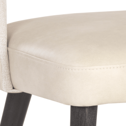 Monae Dining Chair Bravo Cream Leatherette and Polo Club Muslin Fabric Details