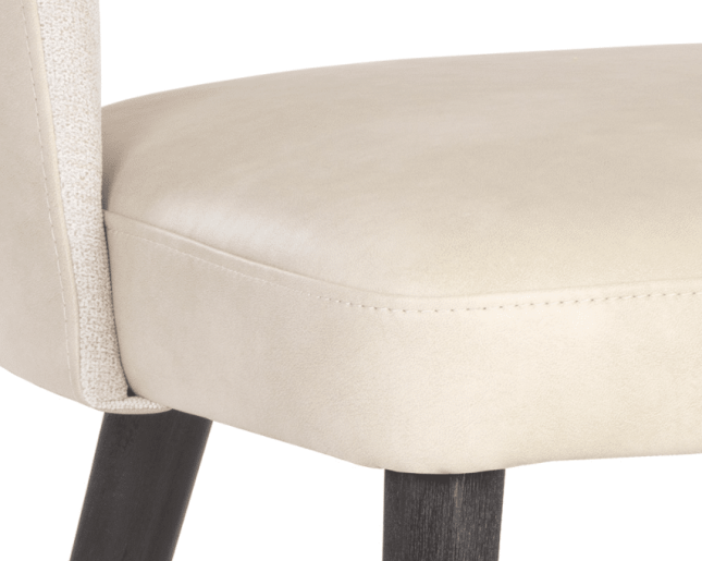 Monae Dining Chair Bravo Cream Leatherette and Polo Club Muslin Fabric Details