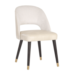 Monae Dining Chair in Bravo Cream Leatherette and Polo Club Muslin Fabric