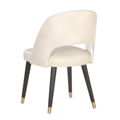 Monae Dining Chair in Bravo Cream Leatherette and Polo Club Muslin Fabric Back