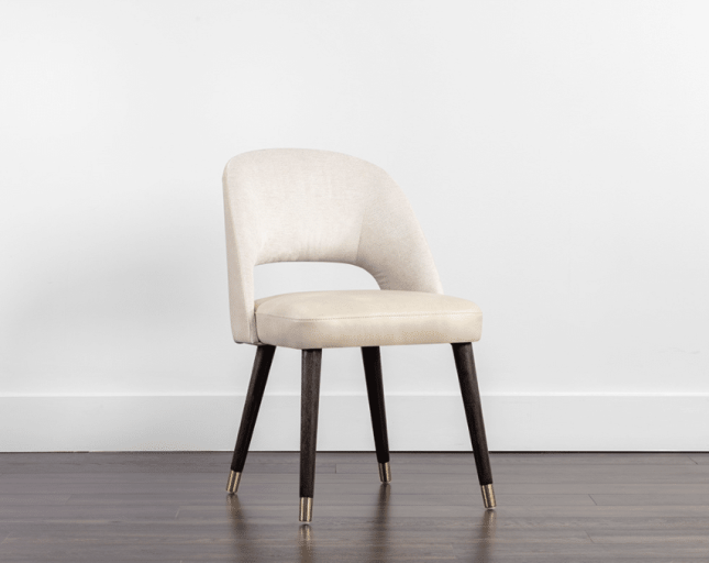 Monae Dining Chair in Bravo Cream Leatherette and Polo Club Muslin Fabric Liveshot