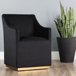 Zane Wheeled Lounge Chair in Abbington Black Liveshot