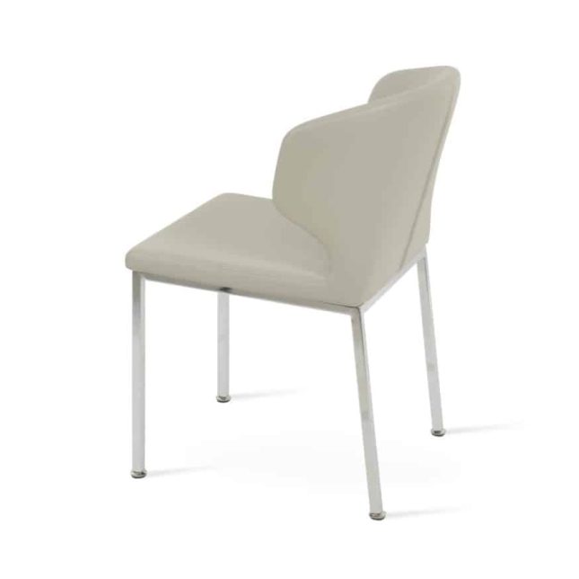 AMED DINING CHAIR METAL CHROME SEAT LEATHERETTE F SOFT LIGHT GREY CHAIR