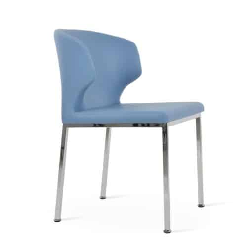 AMED METAL CHROME DINING SEAT LEATHERETTE F SOFT BLUE CHAIR