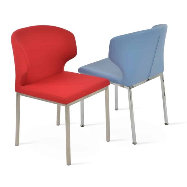 AMED METAL SS DINING SEAT LEATHERETTE F SOFT BLUE CHAIR