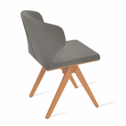 Amed Fino Dining Chair Grey Camira Era Fabric Beech Wood Natural