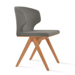 Amed Fino Dining Chair Grey Camira Era Fabric Beech Wood Natural Angle