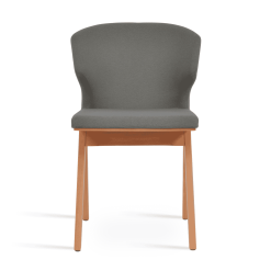 Amed Fino Dining Chair Grey Camira Era Fabric Beech Wood Natural Front