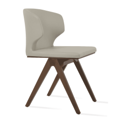 Amed Fino Dining Chair Light Grey Leatherette Beech Wood Walnut Angle