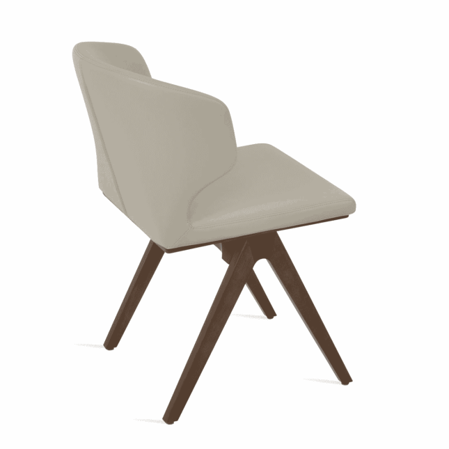 Amed Fino Dining Chair Light Grey Leatherette Beech Wood Walnut Back