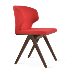 Amed Fino Dining Chair Red Camira Era Fabric Beech Wood Walnut