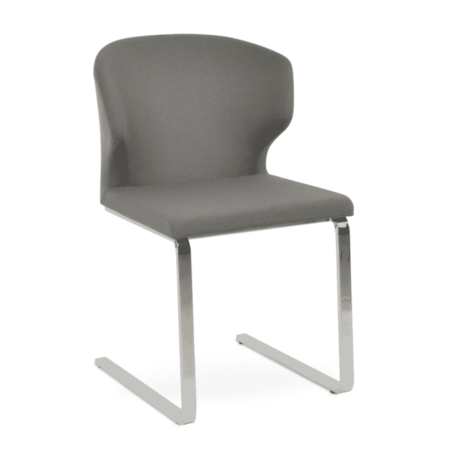 Amed Flat Dining Chair in Grey Camira Era Fabric Front