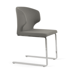 Amed Flat Dining Chair in Grey Camira Era Fabric Side