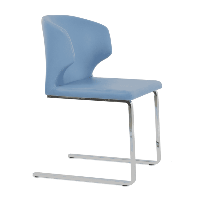 Amed Flat Dining Chair in Light Blue Leatherette Custom Order
