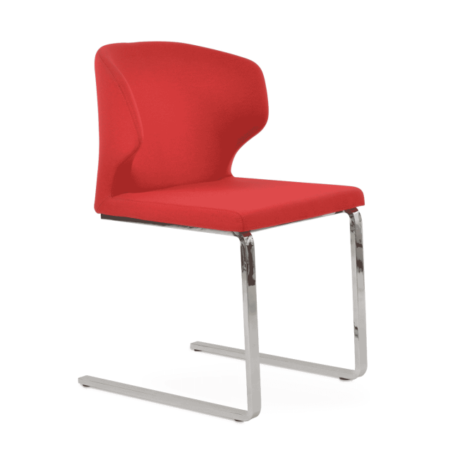 Amed Flat Dining Chair in Red Camira Fabric