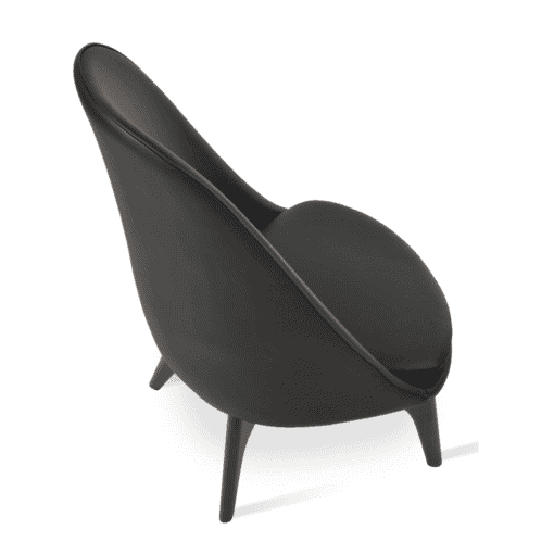 Avanos Lounge Chair Black Leatherette Top View Wood Base