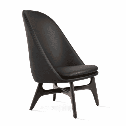 Avanos Lounge Chair Black Leatherette Wood Base