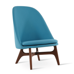 Avanos Lounge Chair Turquoise Camira Wool Front Wood Base