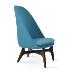 Avanos Lounge Chair Turquoise Camira Wool Wood Base