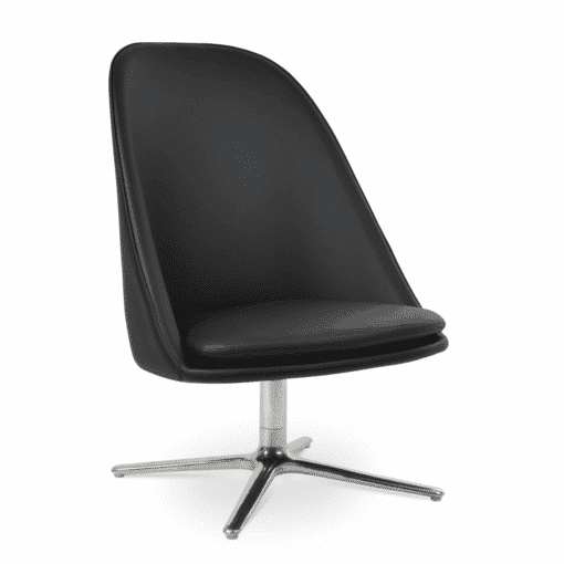Avanos Lounge Chair with Oval Base Black Leatherette Angle