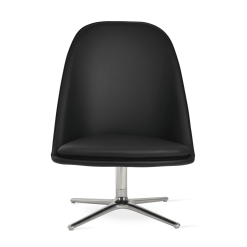 Avanos Lounge Chair with Oval Base Black Leatherette Front