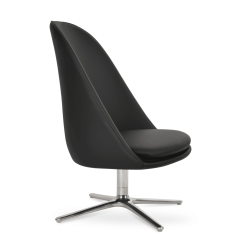 Avanos Lounge Chair with Oval Base Black Leatherette Side