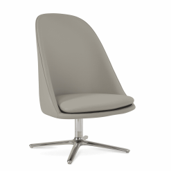 Avanos Lounge Chair with Oval Base Light Grey Leatherette Angle