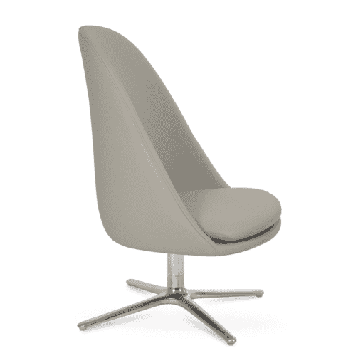 Avanos Lounge Chair with Oval Base Light Grey Leatherette Side