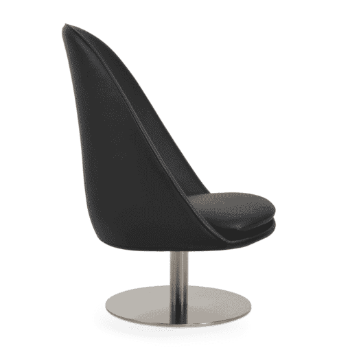 Avanos Lounge Chair with Round Base Black Leatherette SIde